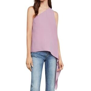 Bcbg maxazria pink one shoulder blouse with tie med